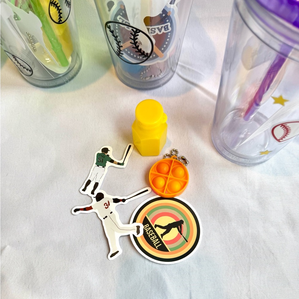 Baseball Party Favors Set of 6 Sports Themed Tumblers with Straws - Picture 5 of 5